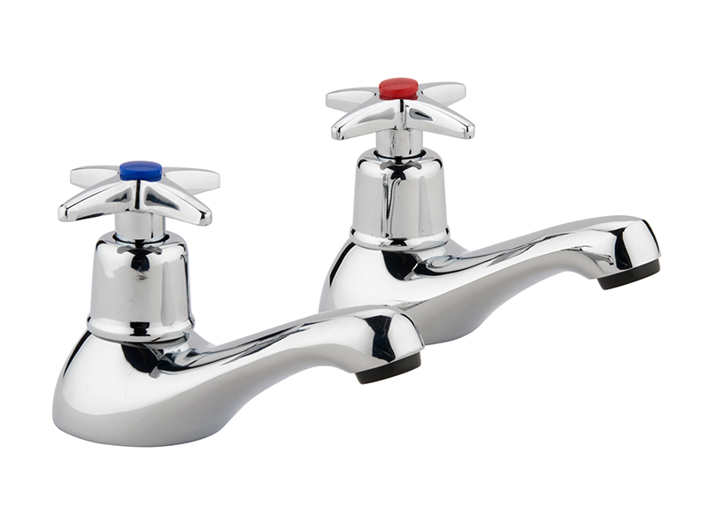 Chrome X-Head Basin Pillar Taps