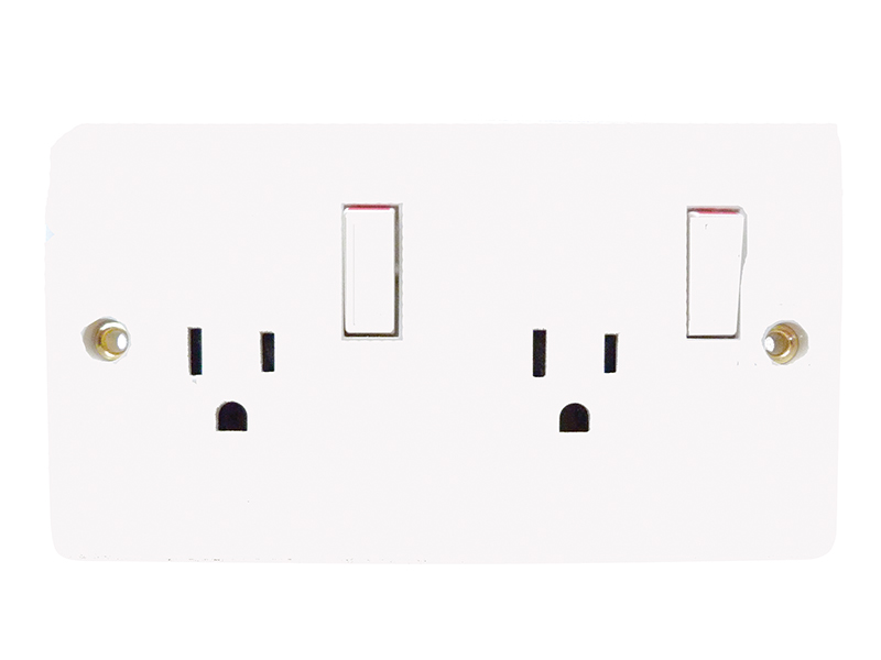 U.S. Type Double Switched 110V Socket Outlet - 15Amp