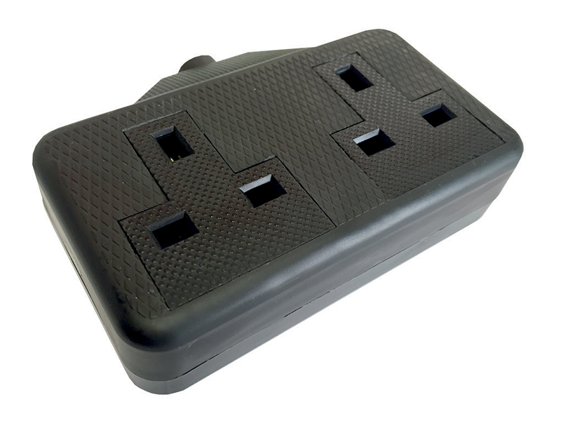 Black Twin 13A Extension Socket